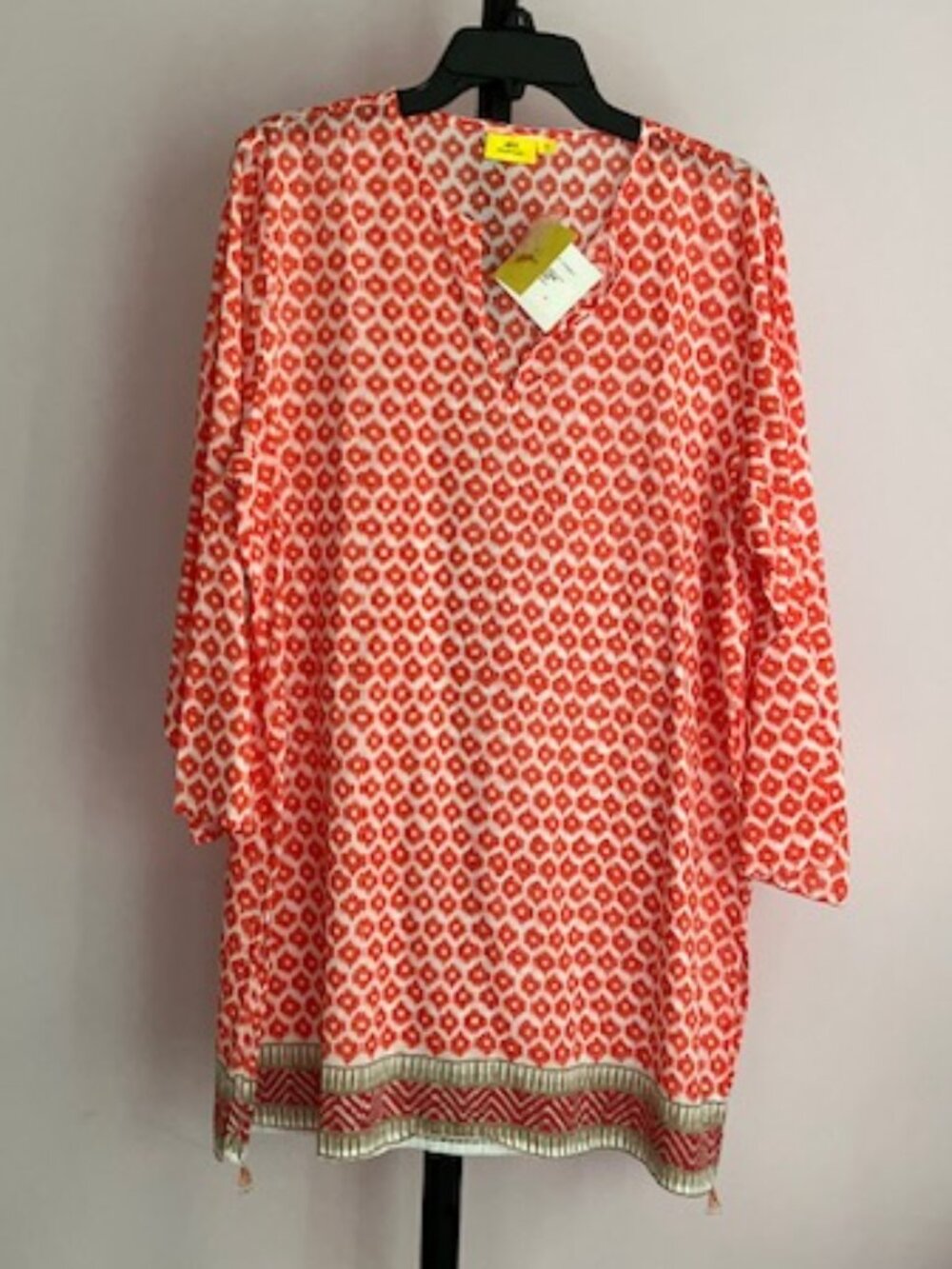 NWT Roller Rabbit Kurta Kali Tunic V-Neck Orange, Size XL